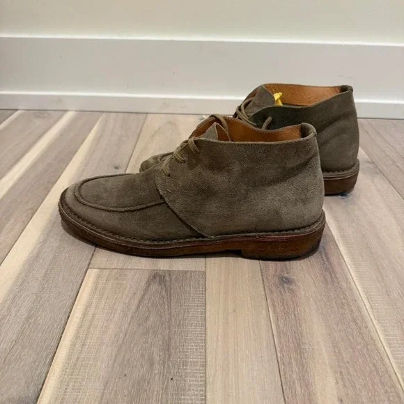 Vintage Made in Italy Vera Pelle Sz 9 green suede dress shoes - Picture 1 of 8